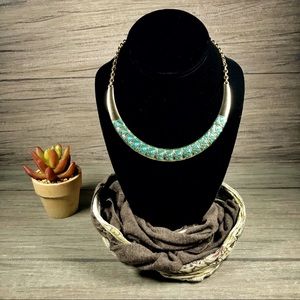Egyptian Vibes Gold Turquoise Geometric Necklace